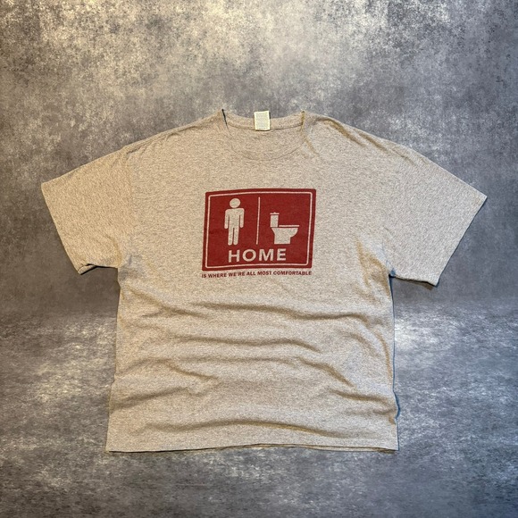 Delta Pro Weight Other - Vintage Mens Gray Funny Vulgar Home Toilet Humor Graphic T-Shirt XL Joke
